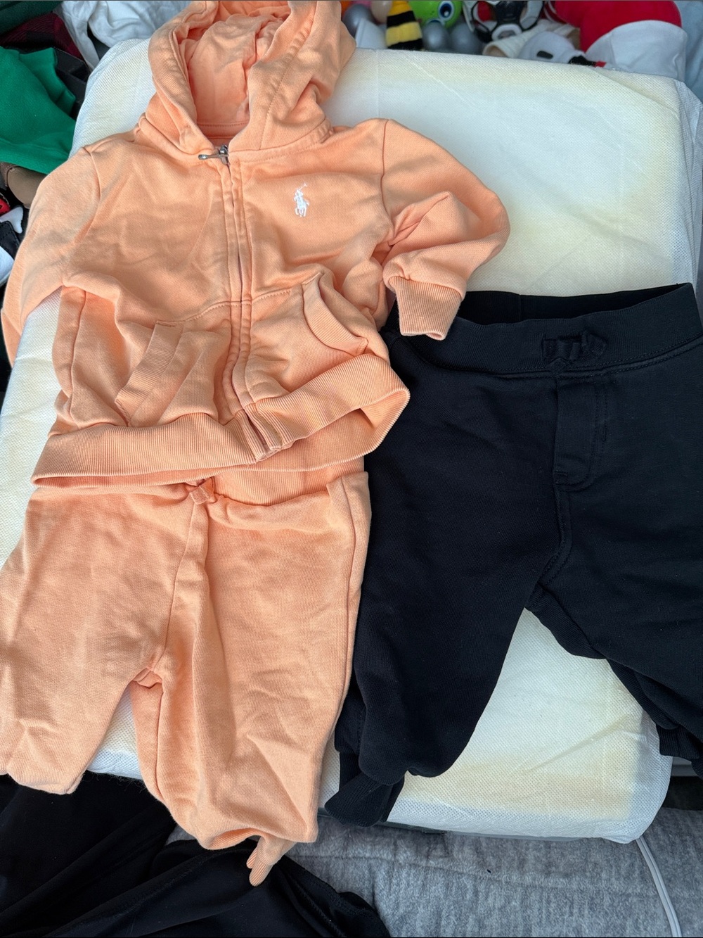 Ralph Lauren Peach Zip Hoodie with Black Jogger Pants - Kids